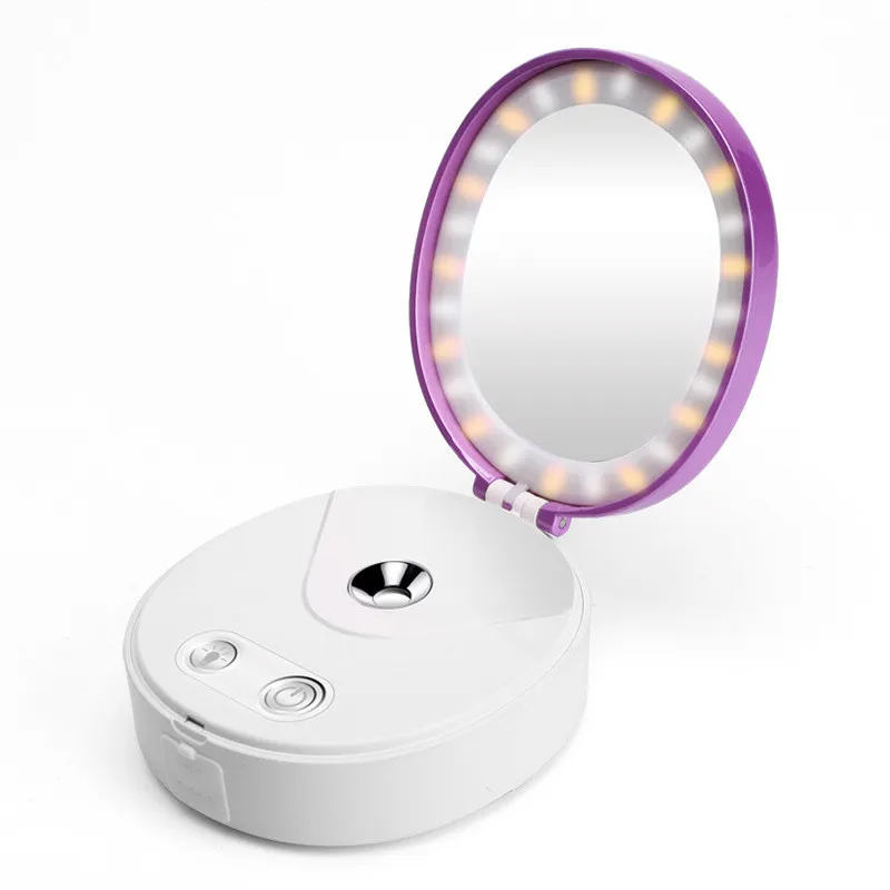 Nano Mist Sprayer Facial Steamer Led specchio il trucco portatile USB Power Bank Mini idratante viso Spray corpo Cura della pelle Strumenti di bellezza
