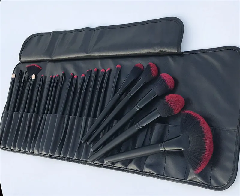 Makeup Brushes Sets Kit Red Black Color Professional Cosmetic Case Lip Eyeshadow Foundation Make up Brush Tool