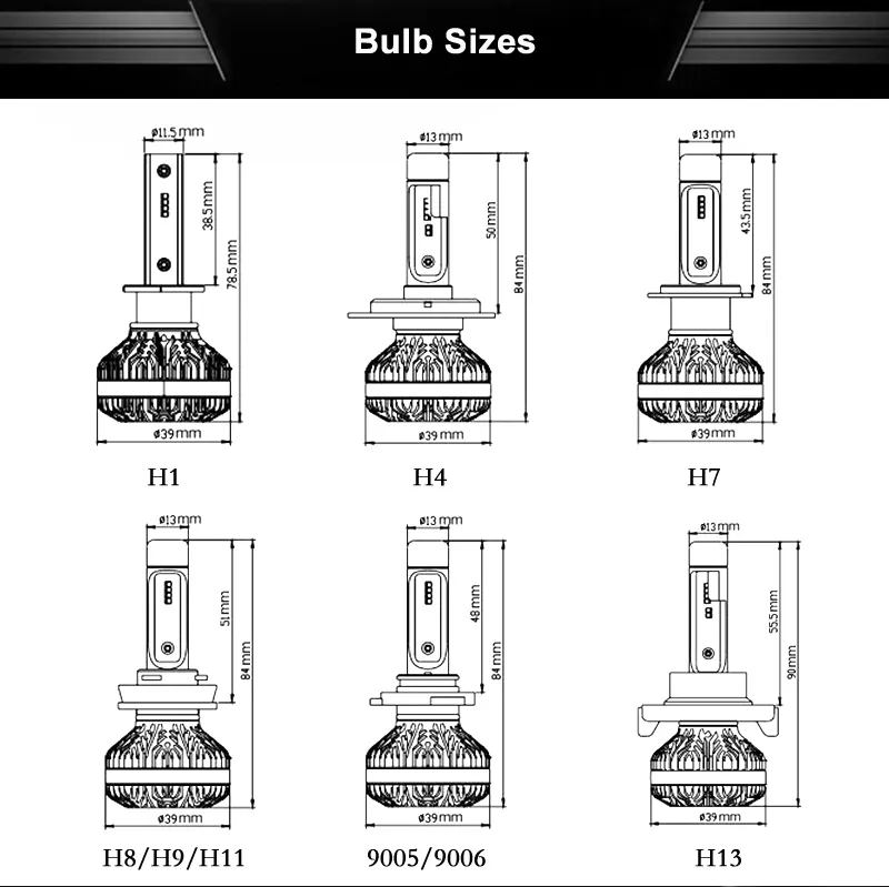 Pampsee Z7 H1 H3 H7 9005/9006 880 LED HEADLIGHT KIT HIGH POWER 50W 6000LM Easy Installation Premium Quality