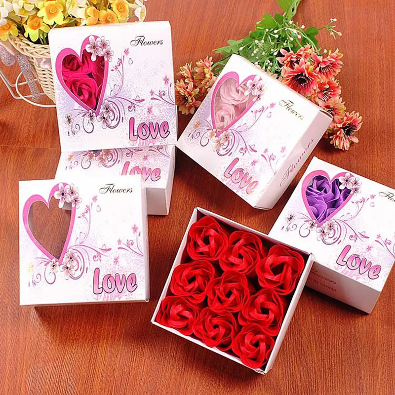 Nueva simulación 9 unids Rose Soap Flower regalo romántico regalos de boda hechos a mano para invitados y niños para el día de la madre día de san valentín