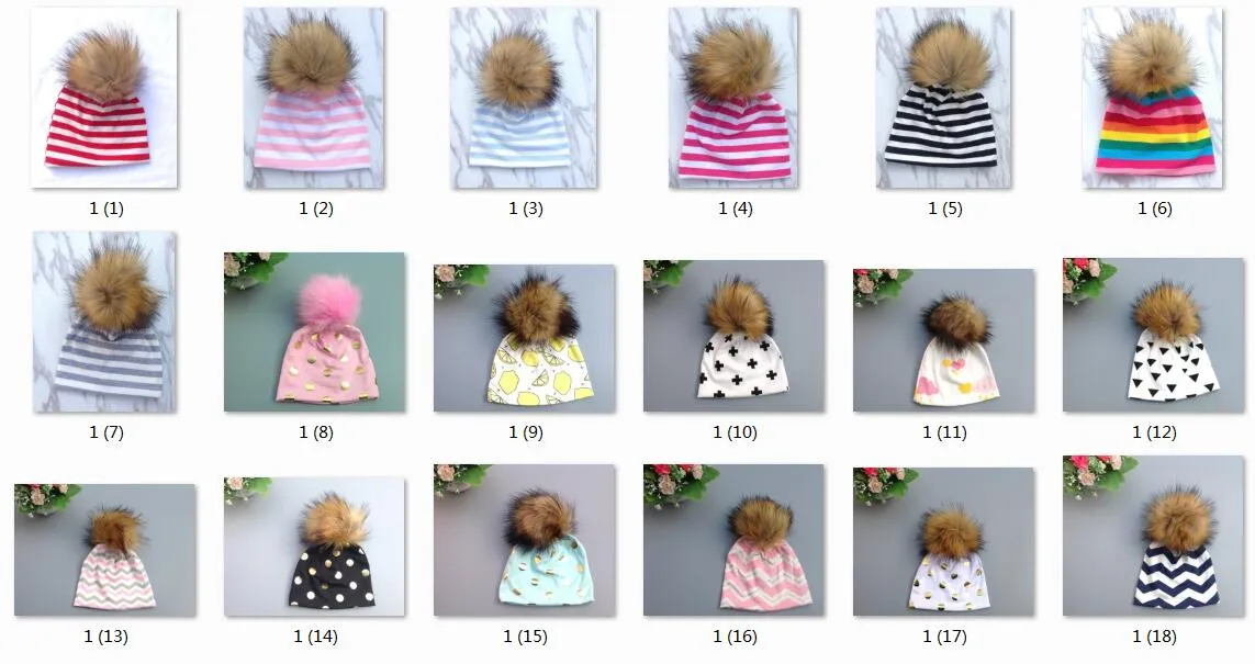 New Baby big Pompon cotton Caps Floral Print Cap Ears Cover Hat Europe Style Kids pom pom Hats Beanie Hat Head Wraps MZ9131