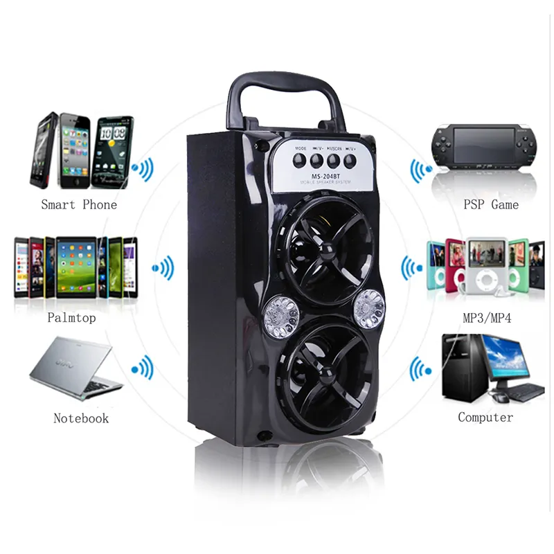 MS205BT Bluetooth Dual Wireless Speaker Portable inomhus utomhushögtalare med USBTFAUXFM Radio6650109