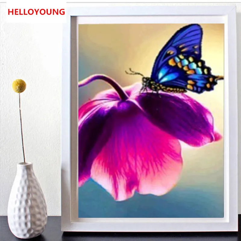 DIY 5D Full Diamond Embroidery The Butterfly Flower Round Diamond Painting Cross Stitch Kits Diamond Mosaic Home Decor