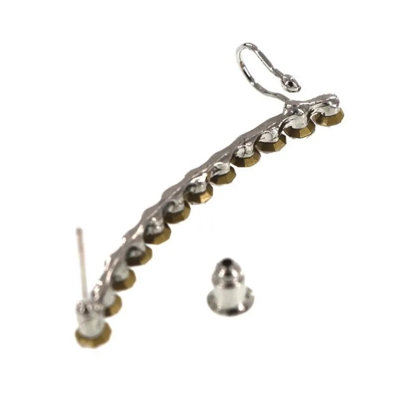 Nuovissimo strass cristallo pieno trago polsino dell'orecchio personalità punk avvolgere orecchini a clip le donne gioielli piercing all'orecchio