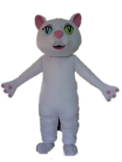 2018 rabatt fabriksförsäljning ventilation en kvinna vit katt maskot kostym för vuxen att bära