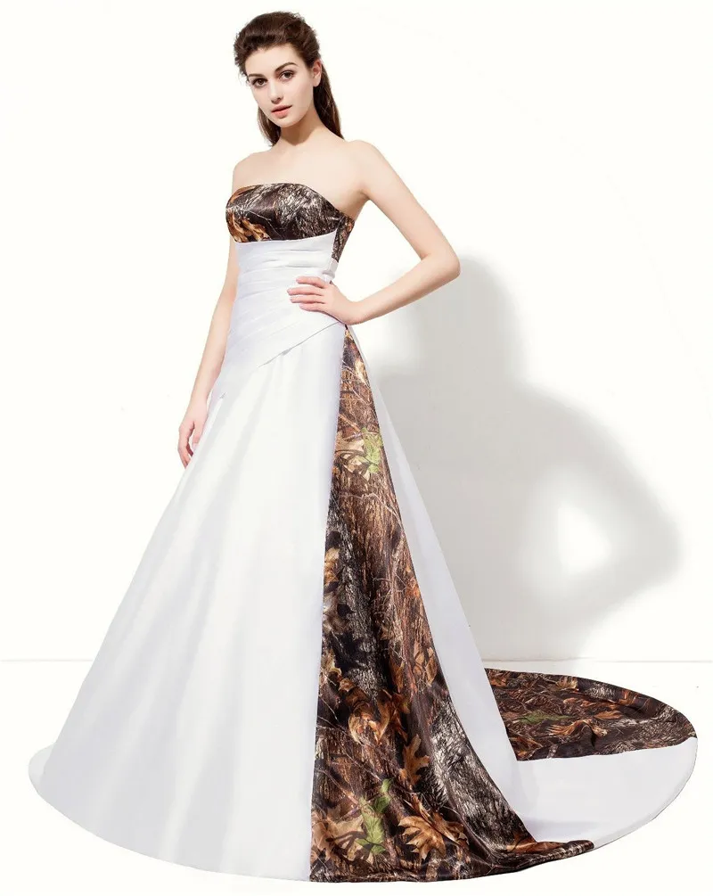 Sexy Strapless Camo Satin A Line Wedding Dress ... From  Juliaweddingdresses, $94.08 | DHgate.Com