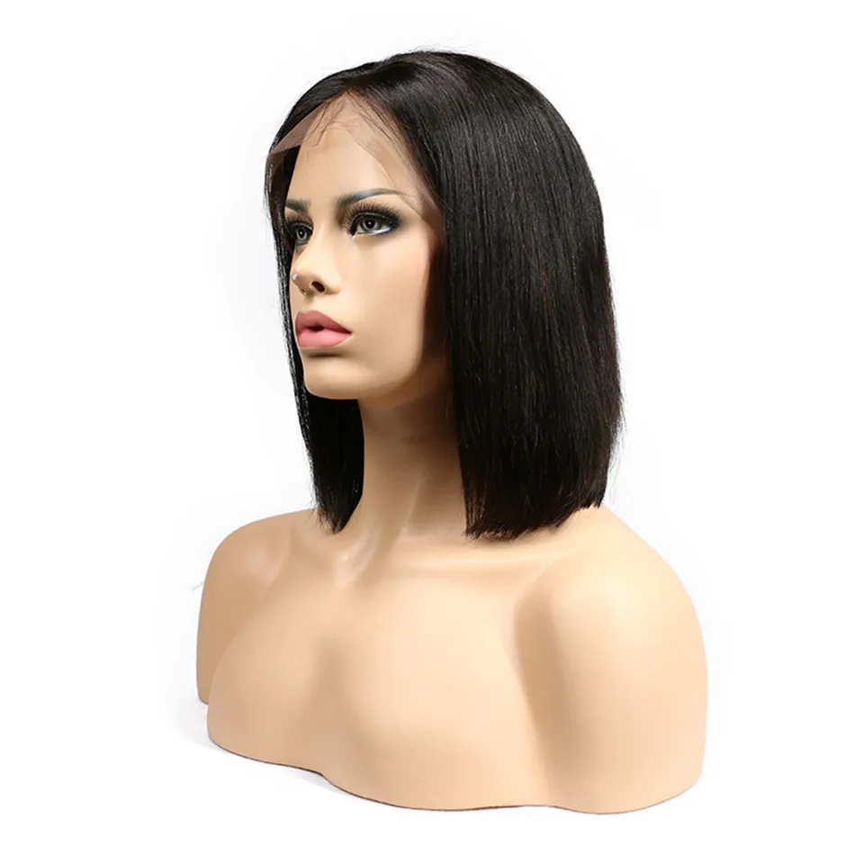 Human Hair Wig Brazilian Remy Hairs Straight Short Bob Lace Front Wigs For Black Women Natural Color