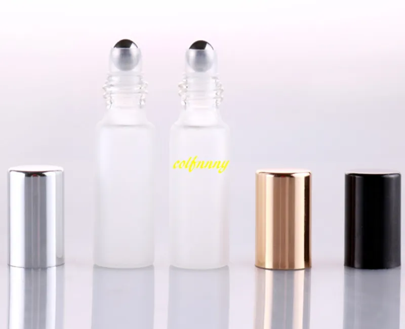 5ML Frosted Glass Roll On bottle 5CC Stainless Steel Roller Ball Essential Oil Matte Bottles 17*57mm