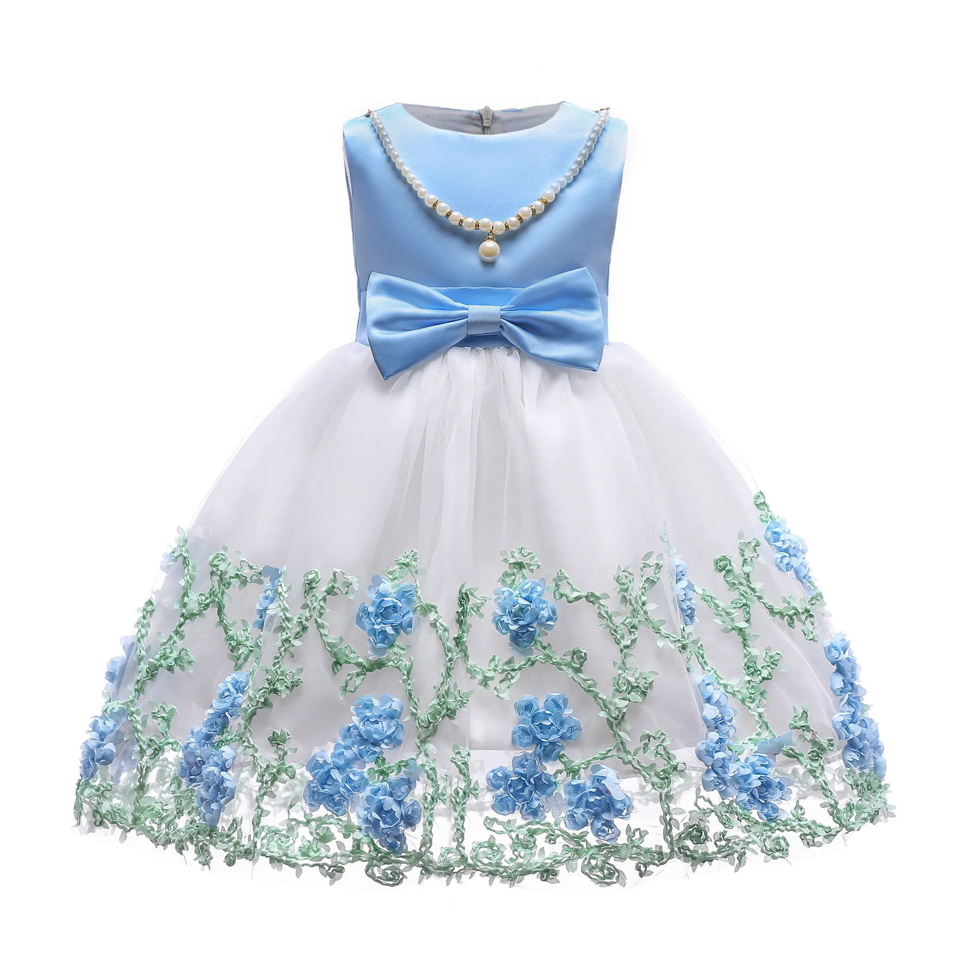 Abbigliamento per bambine per bambini Abito ricamato per neonate con perle per ragazze Abiti da festa per matrimoni formali Costume da principessa natalizia per bambini