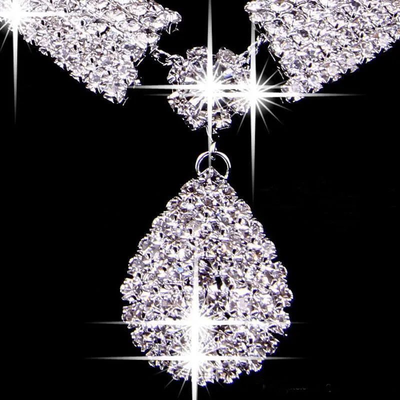 2019 Bling Bling sistemas de la joyería de dos piezas pendientes de gota collares collar nupcial barato boda accesorios nupciales