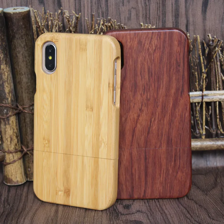 Hot Popular Wood Case Cell Phone Fodral För IPhone X 10 6 7 8 Plus Miljövänligt Träskydd Hård Tillbaka Fodral Bambu Telefon Skal för Samsung