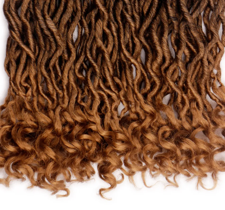 18quot Synthetic braiding hair goddess locs Faux Locs Curly Crochet Hair 18 inch Crochet Braids Synthetic Hair Extensions For Bl6425976