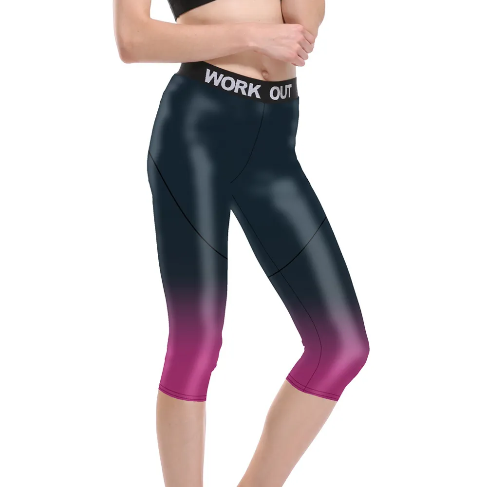 Jigerjoger 2018 Pink Black Tapered Color 간소화 된 하이 허리 피트니스 체육관 스판덱스 여성 반바지 요가 레깅스 jeggings