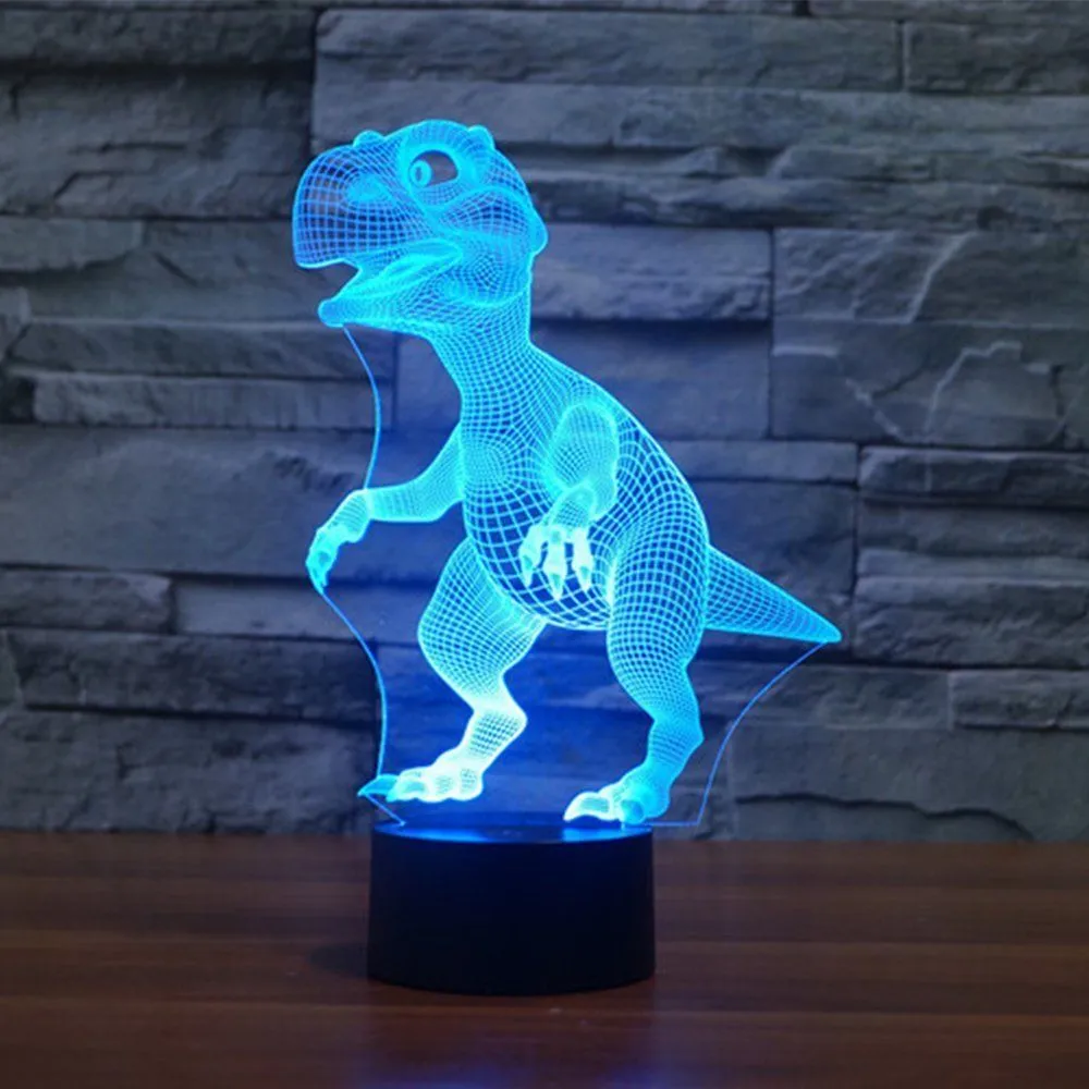 3D Stand Dinosaure Nuit Lumière Pour Enfants Cadeau Décor À La Maison Tactile Interrupteur LED Lampe Chambre Dormir Décoration De Noël # R87