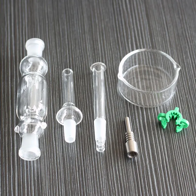 Kit de collecteur de nectar mini chaud 10 mm collecteurs de Nector Dab paille 21 cm de longueur plates-formes pétrolières Kits Micro NC tuyau d'eau en verre pointe en titane NC01