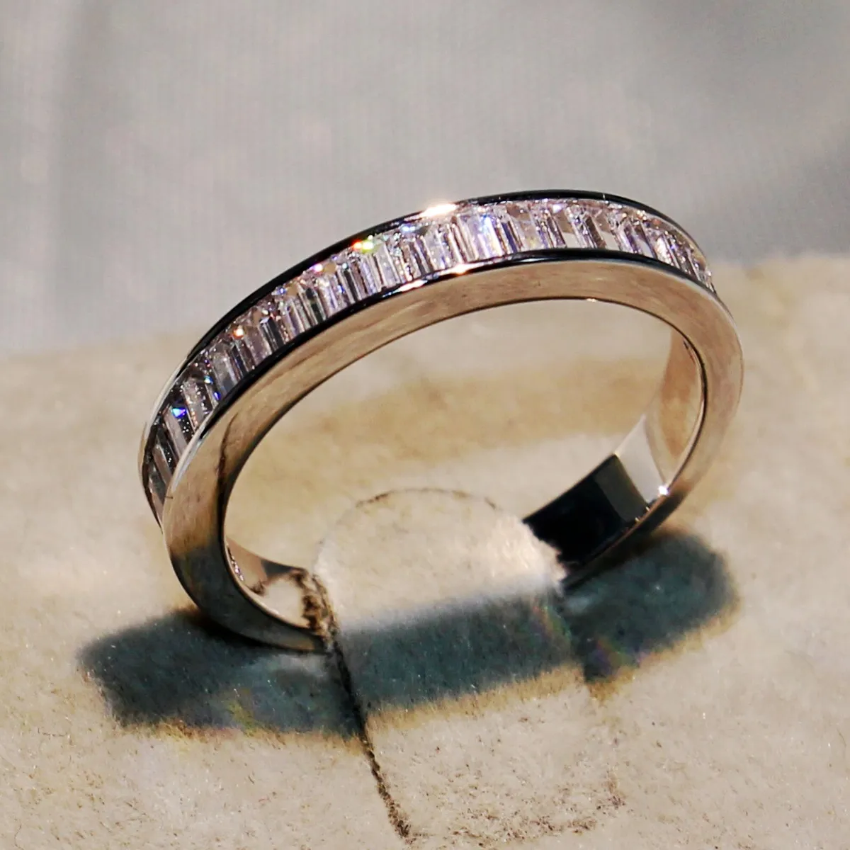 Victoria Wieck Choucong Gloednieuw paar Rings Luxe sieraden 925 Sterling Silver Three Stone Princess Cut CZ Diamond Topaz W7023378