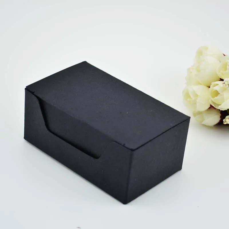 Boîte de papier kraft noir 93*57*40mm, boîte d'emballage de carte de visite kraft cadeau LZ1848