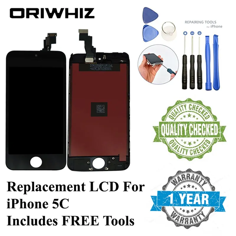Oriwhiz Bulk Pris Kvalitet för iPhone 5C LCD Touch Screen Digitizer Assembly Svartvit färg Perfekt Förpackning Snabb leverans