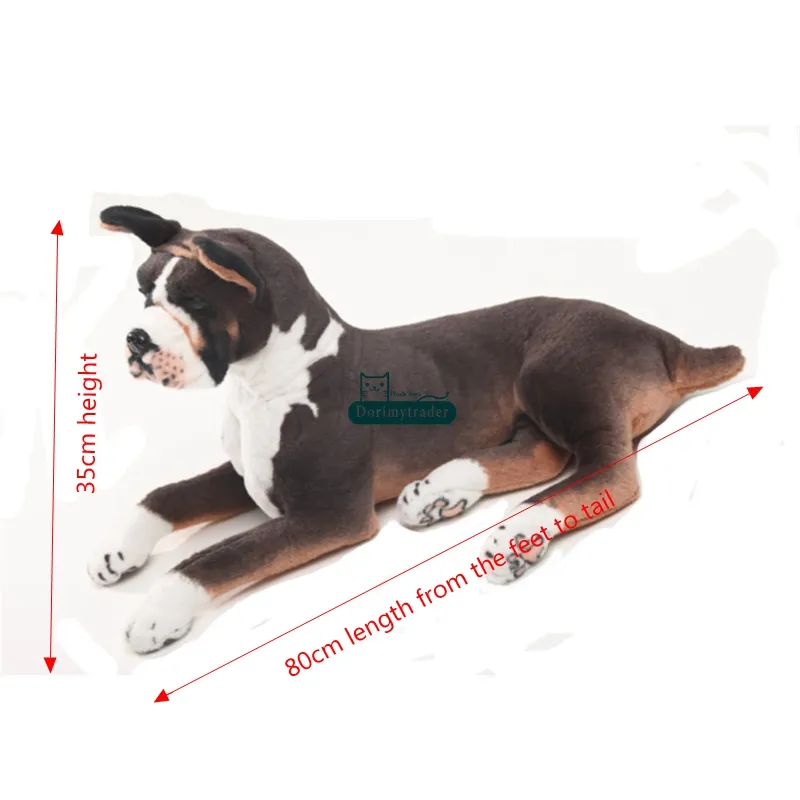 Dorimytrader pop gerçekçi hayvan Boxer köpek peluş Oyuncak büyük doldurulmuş simülasyon köpekler bebek hediye çocuklar için 31 inç 80 cm DY61895