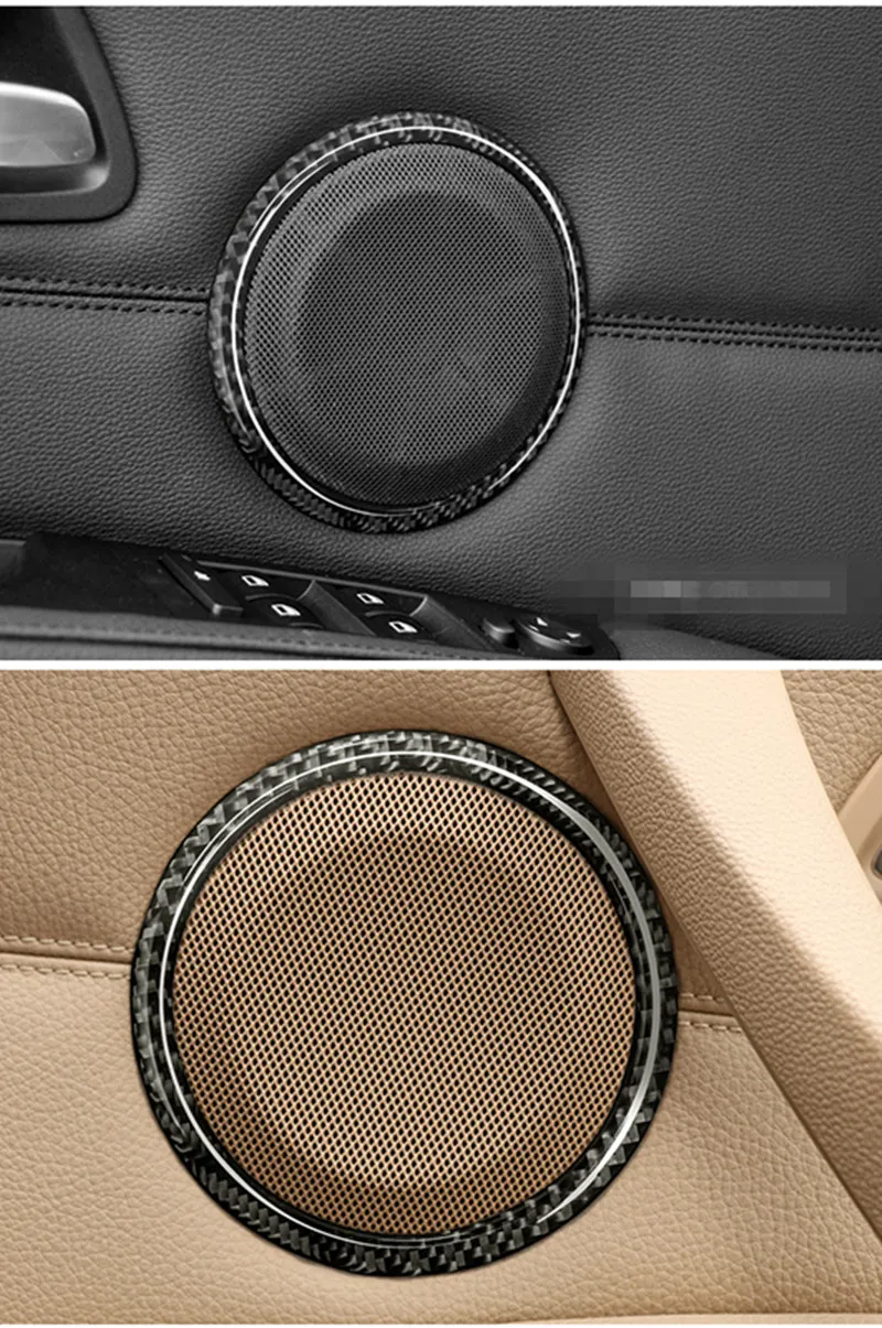 Carbon Fiber Car door Speaker Decorative Circle Sticker Loudspeaker Trim Car Styling For BMW E90 320i 325i E84 X1 Accessories