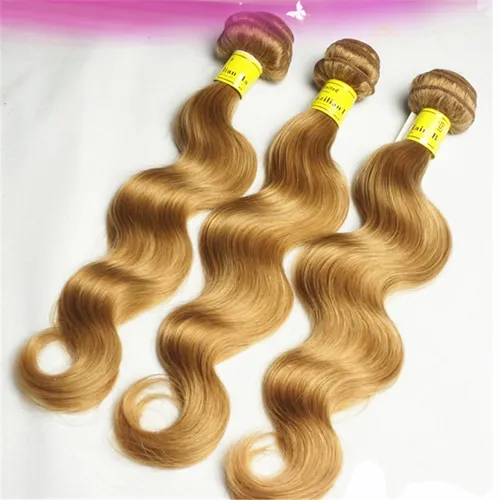 YUNTIAN Brazilian Body Wave Hair Extensions 100% Remy Human Hair Weave Bundles Strawberry Blonde 3 bundles