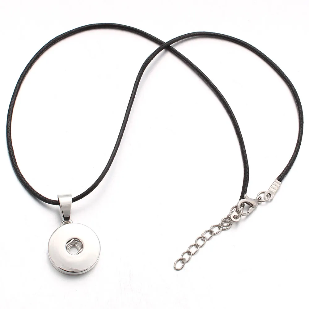 Noosa 18mm Snap Button Halsband Silverpläterade Knappar Läderkedja Halsband för kvinnor Ginger Snap Button Smycken