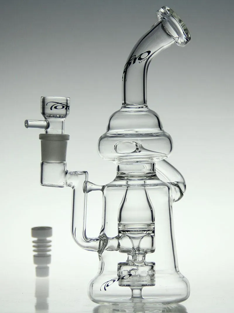 hot glass recycler 10"glass bong oil rig diamond glass pipe with Ceramic nail and bowl female joint