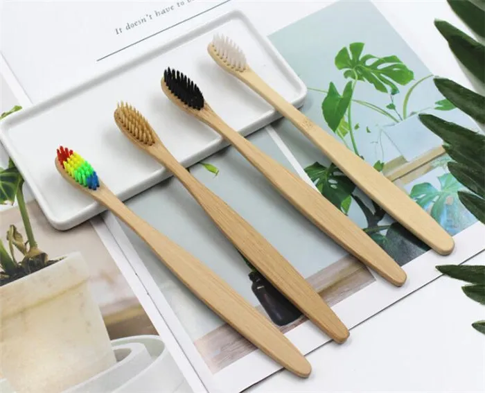 Madeira Rainbow Toothbrush Bambu Ambientalmente ToothBrush Fibra De Bambu Punho De Madeira escova de Dentes Branqueamento Rainbow X112