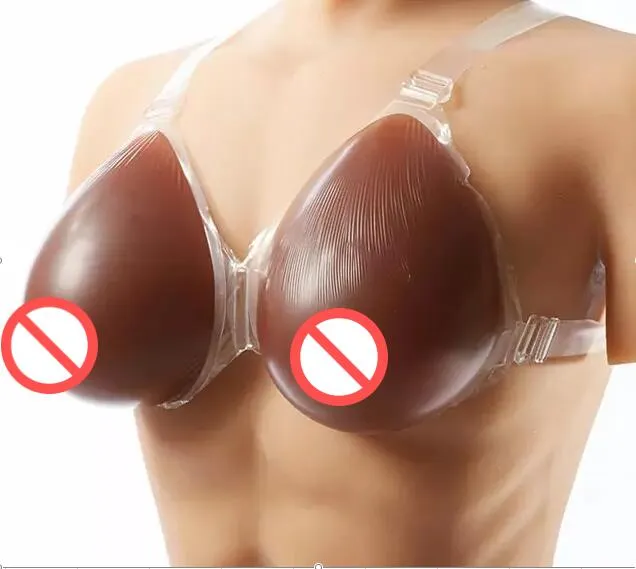 Reggiseno esaltatore di forma del seno in silicone transgender di colore marrone di dimensioni enormi protesi di silice nel seno Utente Crossdresser