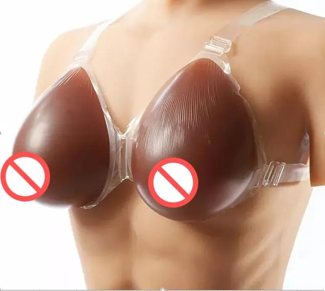 D copo de Café Falso Silicone seios Formulários com alça de Silicone Escuro sutiã peitos falsos Mamas para crossdresser Seios faux seins vagina travesti