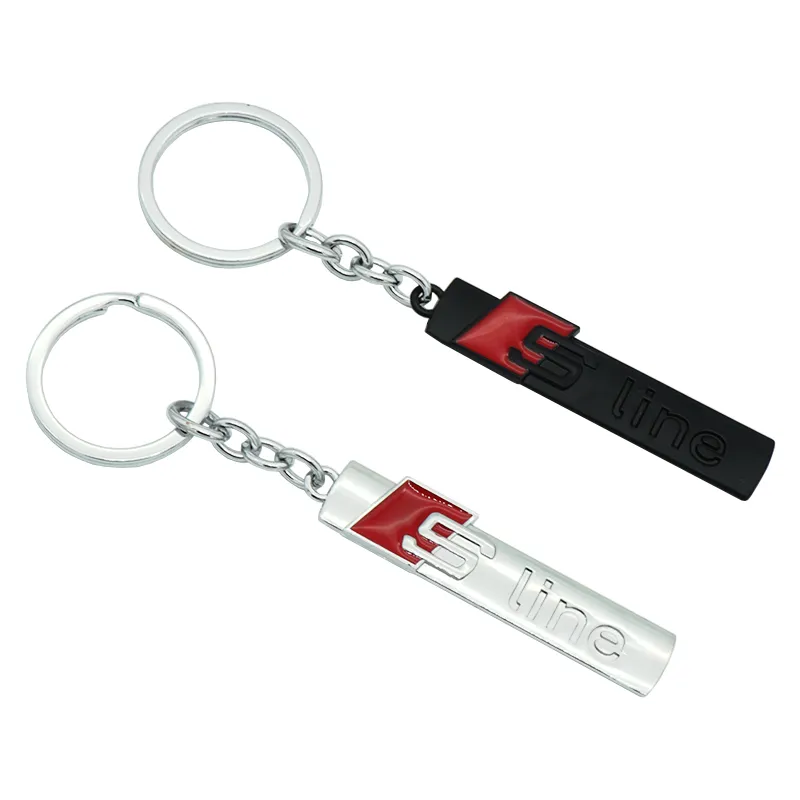 Mode s linje metall bil nyckelring nyckelkedjor ringar fob passar för audi sline logo keyring a3 a4 a6 a7 a8 tt rs q5 q7 bilstyling