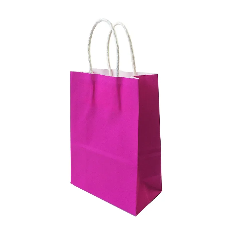 /pack Kraft Paper Gift Bag 21x15x8cm Color Color Boutique Store Store Festival Festival Festival Festival Wraps with Handle