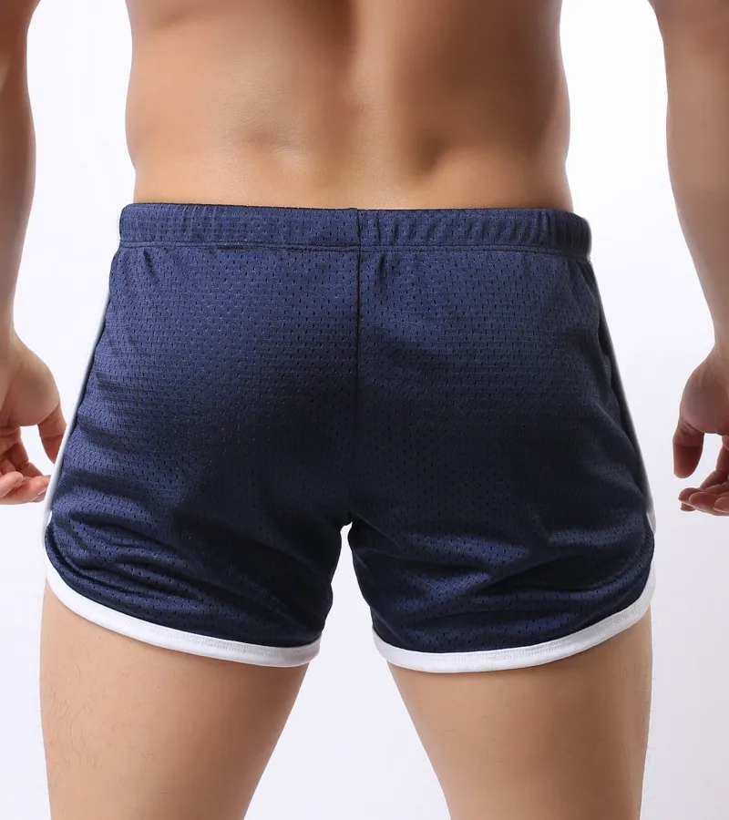 5 Cores New Sexy Underwear Homens Nylon Boxer Shorts Malha Net Cuecas Masculinas Confortáveis ​​Homme Boxers Correndo Ginásio Calções De Pijama Em Casa