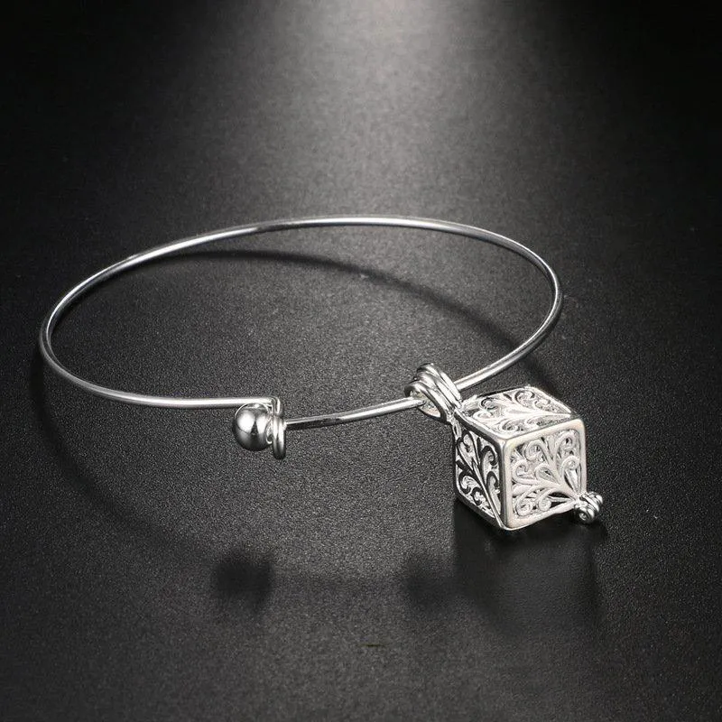 Popularne bransoletki różowe złote bracelety z Magic Cube Locket Essential Oil Bransoletka z lava kamień i 5 sztuk bawełnianej piłki