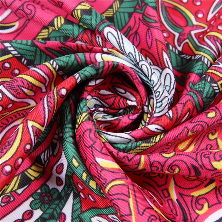 New Twill Silk Scarf Women Cashew Flowers Print Neckerchief Lady Echarpes Large Square Scarves Female Foulard Shawls Wraps 130x1302624857