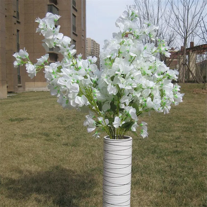 Ramas de flores de buganvilla de seda Flores artificiales bougainvillea spectabilis Tallo de árbol de 115 cm de largo para la decoración de Navidad del hogar del banquete de boda