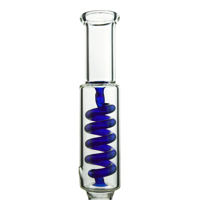 Green Blue Condenser Coil Freezable Beaker Bong Dab Rigs Water Pipes Build A Straight Tube Bong Glass Waterpipe 18.8mm Joint