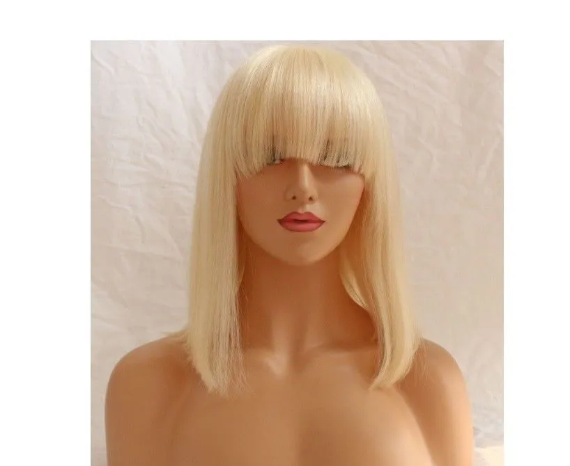 Tess blonde sablonneuse brésilienne perruque de lutin de cheveux humains coupe émoussée bob perruque