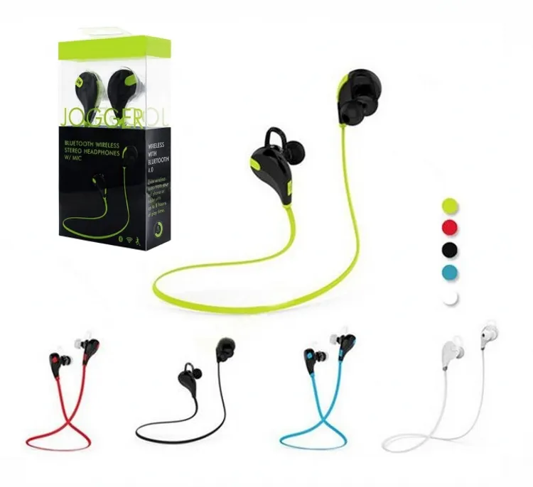 JOGGER QY7 sport cuffie wireless Bluetooth 4.1 auricolari stereo con chiamate microfono per iPhone 8 Samsung con scatola al dettaglio