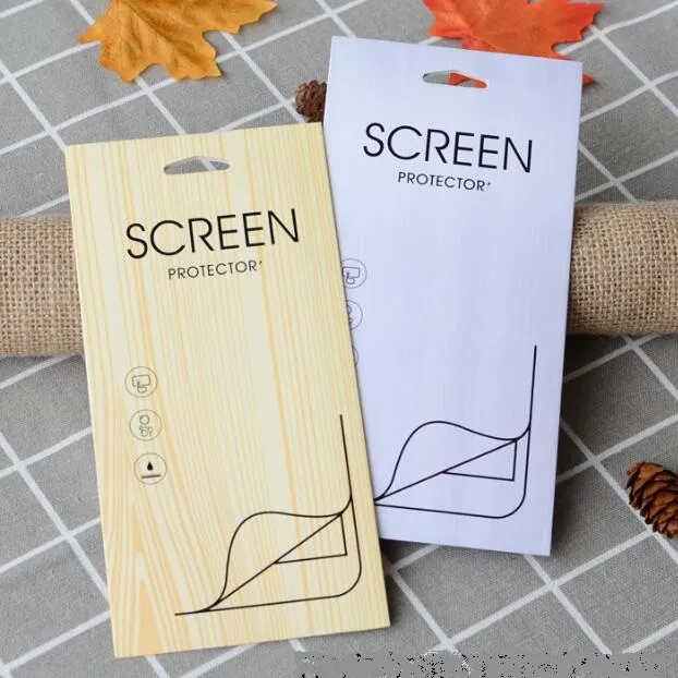 Boîte de colis de vente au détail en papier à grains en bois pour protecteur d'écran en verre trempé pour iPhone X 7 8 Plus Samsung Galaxy S8 S9 Plus
