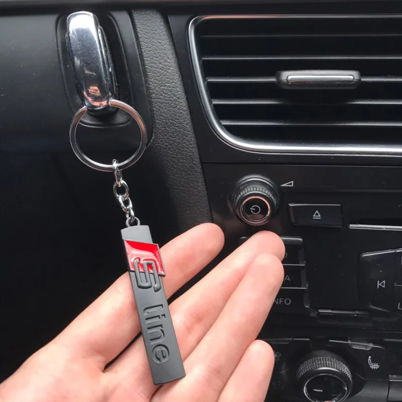 Mode s linje metall bil nyckelring nyckelkedjor ringar fob passar för audi sline logo keyring a3 a4 a6 a7 a8 tt rs q5 q7 bilstyling