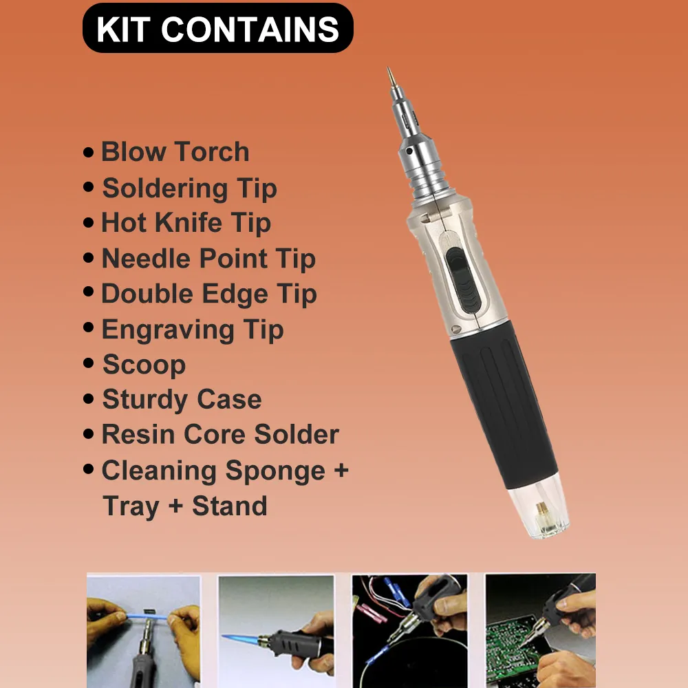 Freeshipping HS-1115K Professional Soldering Iron 10 in 1 Soldering Iron Set Butane Gas Soldering Iron Set 26ml Welding Equipment