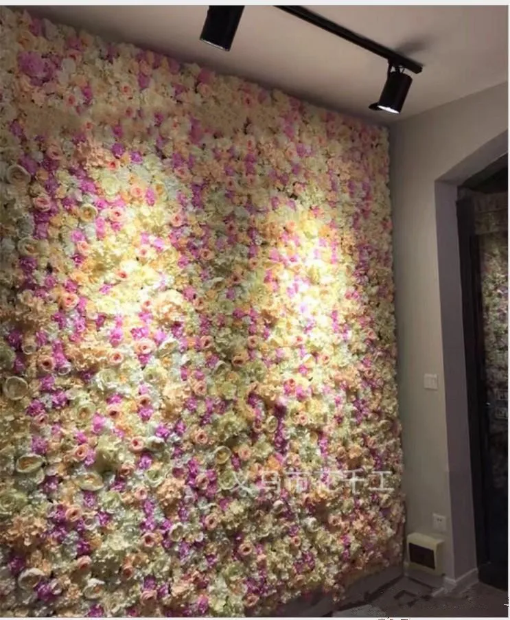 60x40cmフラワーウォール2023シルク3Dフローラルローズトレカリー壁暗号化花の背景人工花クリエイティブウェディングステージ