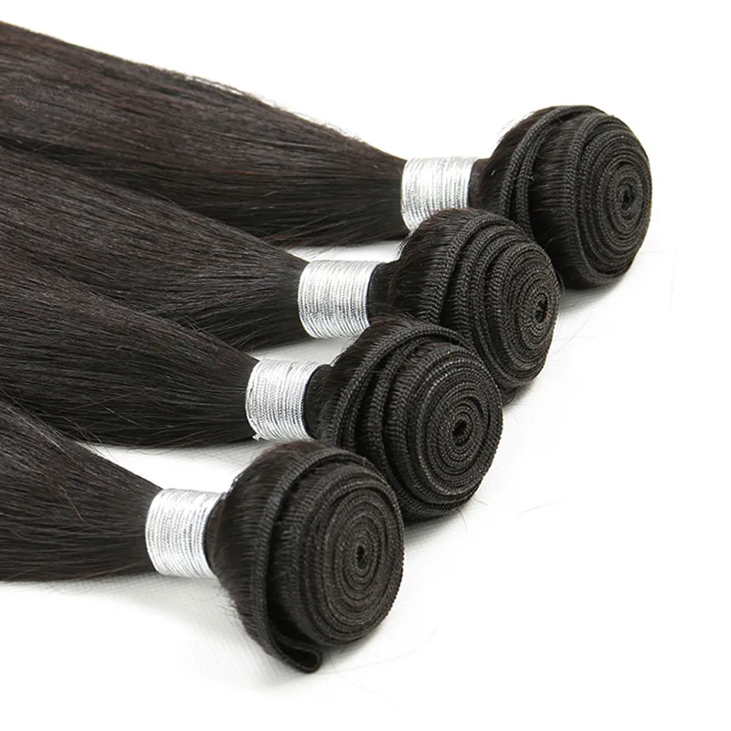 9Aミンクブラジルストレートバンドル未処理ブラジルペルーマレーシア人間の髪織り/ バンドルシルキーストレートナチュラルカラー