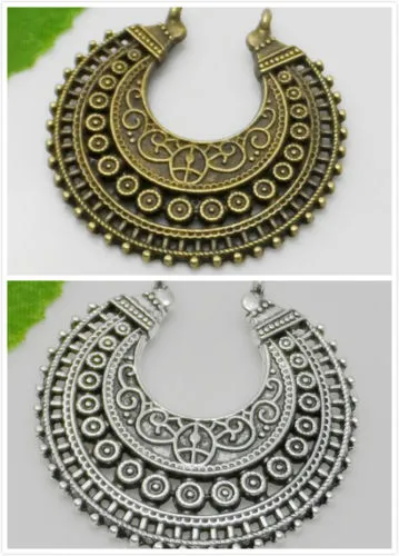 50st Antik Silver Bronsanslutningar Örhängen Hängsmycke Charms för halsband Smycken gör fynd 38x37mm