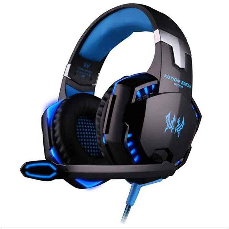 Högkvalitativ G2000 Gaming Headset LED Gaming Earphone Headband Stereo Hörlurar med MIC LED Light för PC Gamer