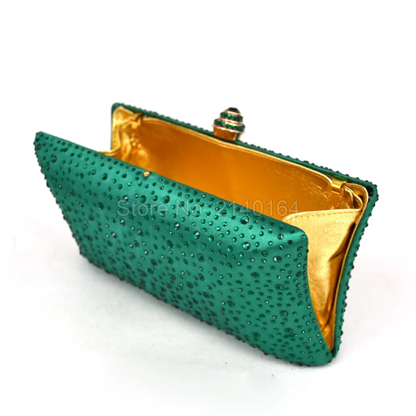 Women's Dark Green Evening Clutch Bag with Sparkle Crystal Diamonds for Ladies Wedding Prom Evening Party Crystal Box Clutch T289h
