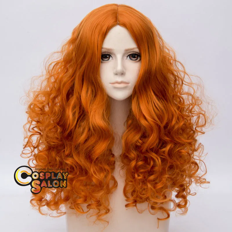 70CM Lolita flauschige orange Haare lange lockige Anime Frauen Cosplay Perücke hitzebeständig