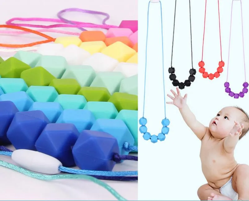 Baby-Kauschmuck aus lebensmittelechtem Silikon, Halskette zum Zahnen, Stillschmuck, kaubarer Beißring für Mütter zum Tragen DDA715