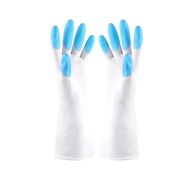 Ménage Gants En Caoutchouc Latex Lavage Cuisine Plat De Nettoyage De Voiture Plombier Gants Longs Antidérapant Organisation Ménage Outils Bleu Rose Vert